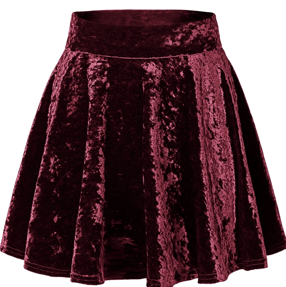 Urban CoCo crushed velvet burgundy skater skirt